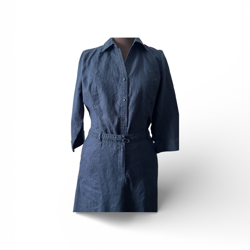 Vintage Navy Blue | 2 Piece Skirt Suit | Midi Length | Classic Minimalist - Picture 7 of 12